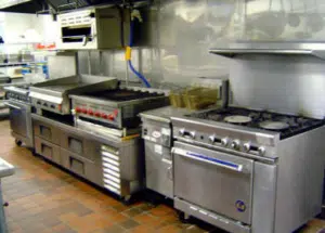 A commercial kitchen in a restaurant in Manhattan