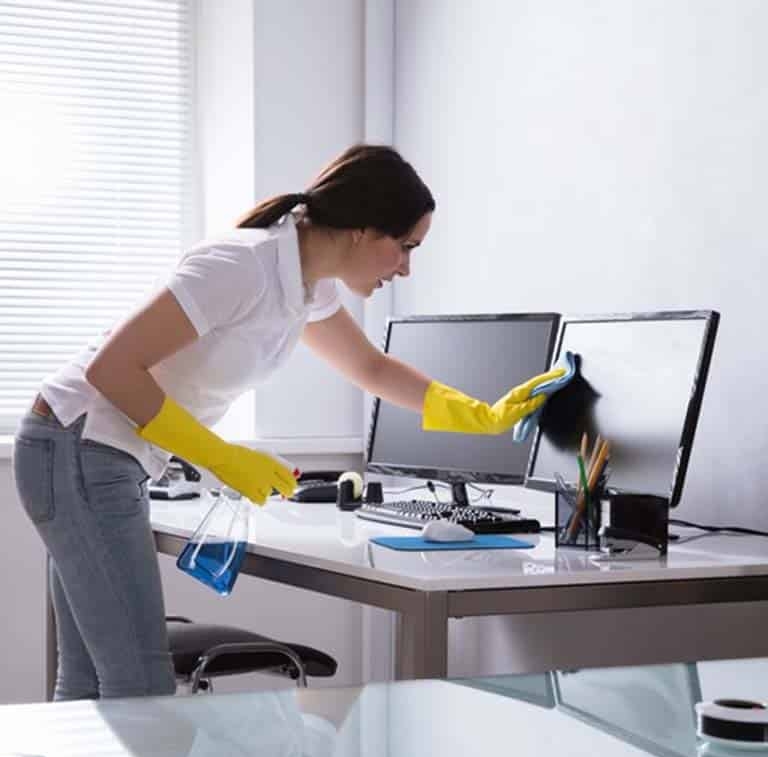 Hire the best commercial cleaning NYC janitors. SanMar janitorial staff cleaning commercial office space.