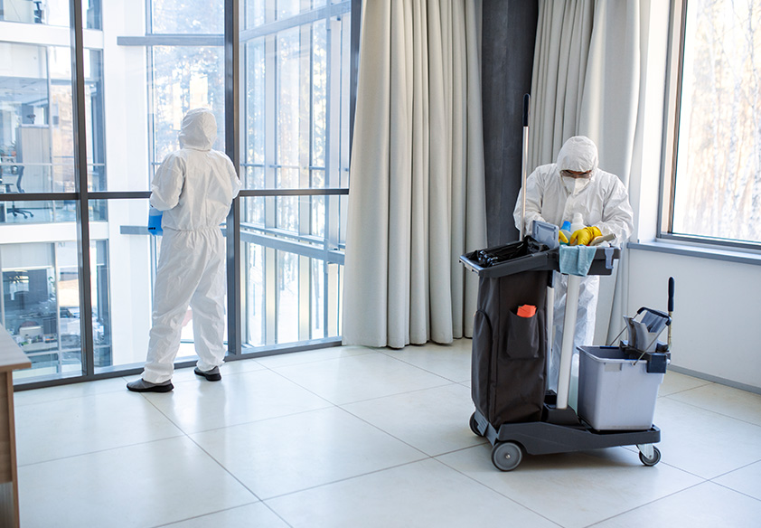 SanMar professional janitors cleaning a medical clinic in NYC, office cleaning NYC.